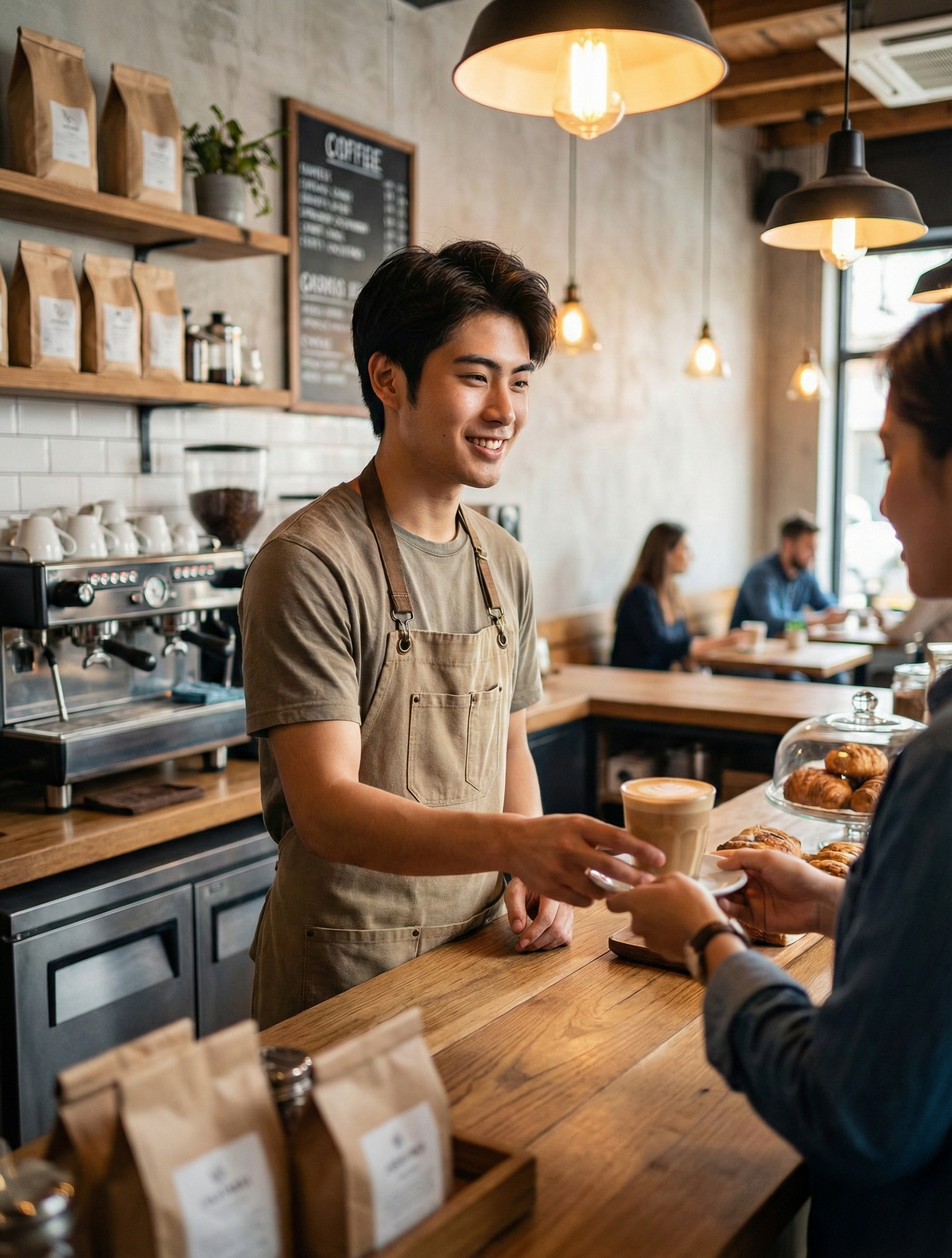 飲食店で働く様子